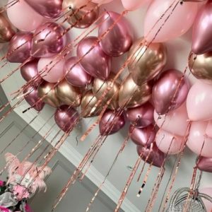 Шары под потолок “Розовый хром и пастель” 30 шаров
