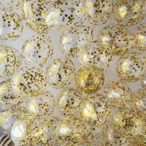 Воздушные шары с гелием под потолок “Золотое конфетти” 1 шт.