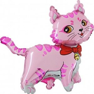 Шар (13”/33 см) Мини-фигура, Милый котенок, Розовый, 1 шт.