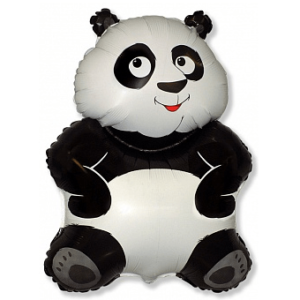 Фигурный воздушный шар из фольги (13”/33 см), Большая панда, Белый, 1 шт.