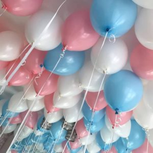 Воздушные шары с гелием под потолок “Бело-розово-голубые” 1 шт.