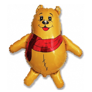 Маленький воздушный шар15”/38 см) Мини-фигура, Медвежонок, Желтый, 1 шт.