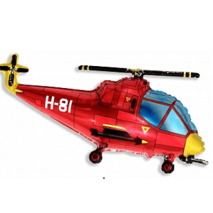 Шар (17”/43 см) Мини-фигура, Вертолет, Красный, 1 шт.