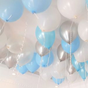 Шары под потолок “Белый, голубой, серебро” 30 шаров
