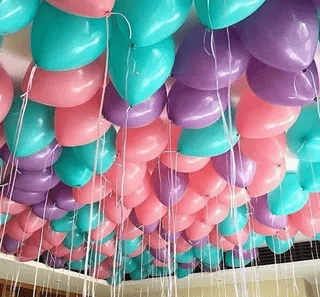 Воздушные шары с гелием под потолок “Бирюзово-розово-фиолетовый микс” 1 шт.