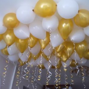 Воздушные шары с гелием под потолок “Бело-золотые” 1 шт.