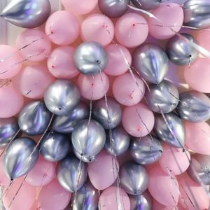 Шары под потолок “Розово-серебряные” 50 шаров