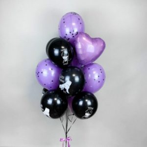 Воздушные шары с гелием, черно-фиолетовые