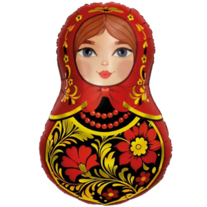 Шар (31''/79 см) Фигура, Матрешка Золотая роспись, 1 шт.