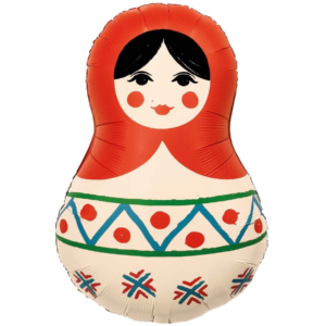 Шар (31''/79 см) Фигура, Матрешка Русский узор, 1 шт.
